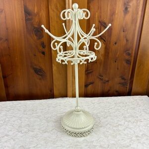 Boutique Cream Metal Carousel Style Victorian Jewelry Stand Cottagecore
